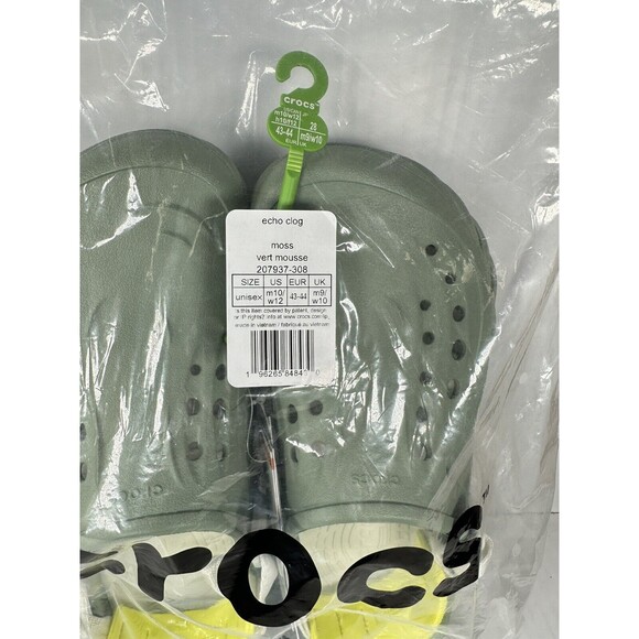 Size 10M/12W CROCS Echo Clog Moss Green Vert Mousse 207937-308 Slip On Shoes NEW - Picture 7 of 7